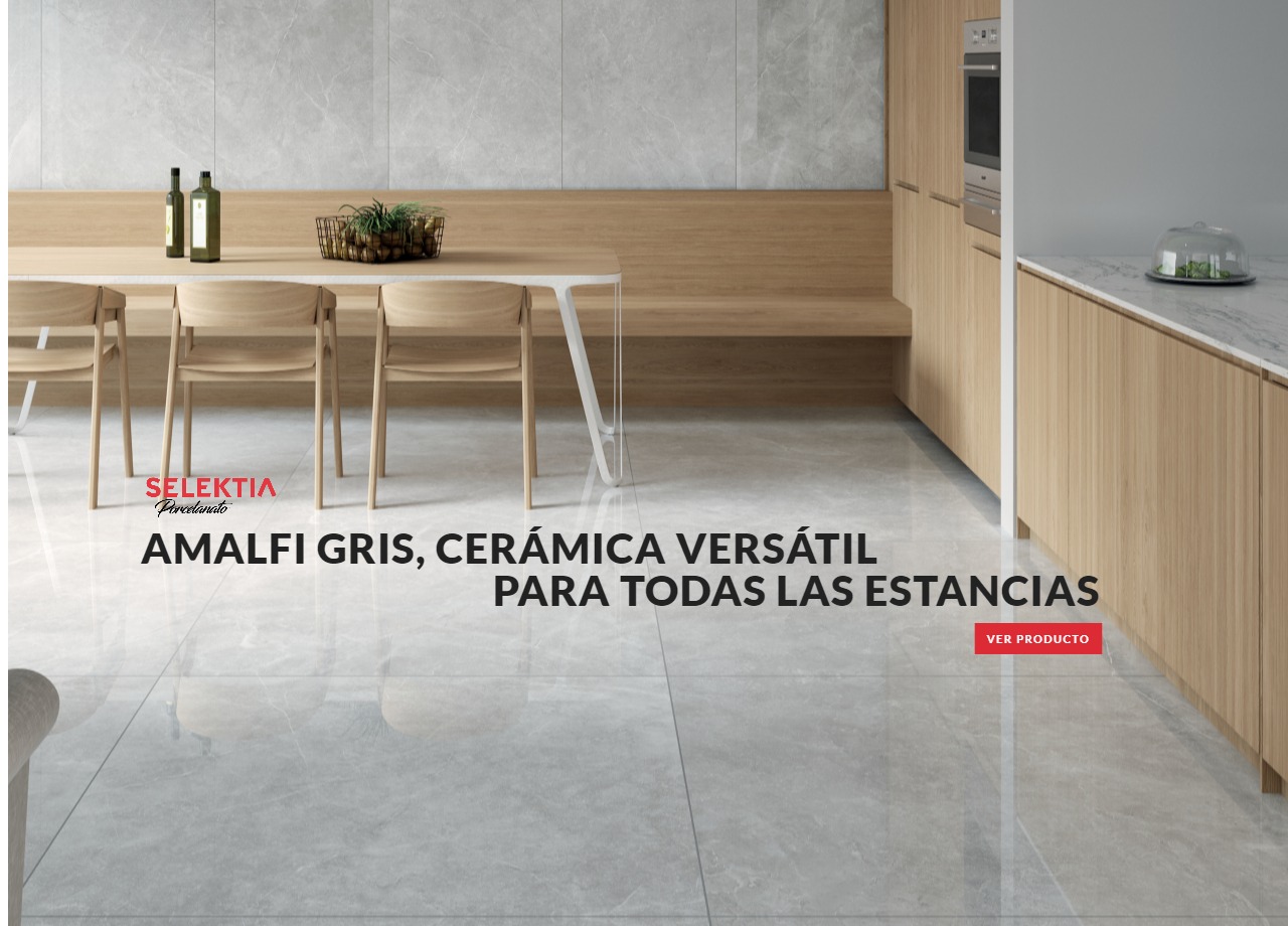 Porcelanato Amalfi gris en cocina